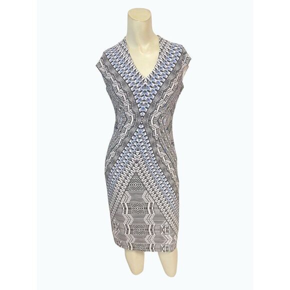 White House Black Market Cap-Sleeve Printed Knit Sheath Dress NWT size 0 - Picture 4 of 8